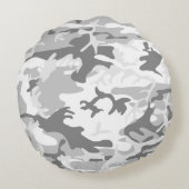 冬の雪グレーカモフラージュ、軍隊、陸軍 ラウンドクッション (裏面)