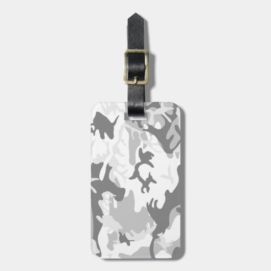 冬の雪グレーカモフラージュ、軍隊、陸軍 ラゲッジタグ (正面縦)
