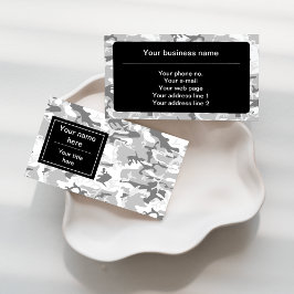 冬の雪グレーカモフラージュ、軍隊、陸軍 名刺