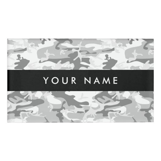 冬の雪グレーカモフラージュ、軍隊、陸軍 名札 (正面)