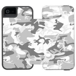 冬の雪グレーカモフラージュ、軍隊、陸軍 iPhone SE/5/5sウォレットケース