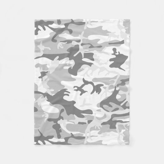 冬の雪グレー迷彩 ミリタリー 軍用 フリースブランケット (正面)