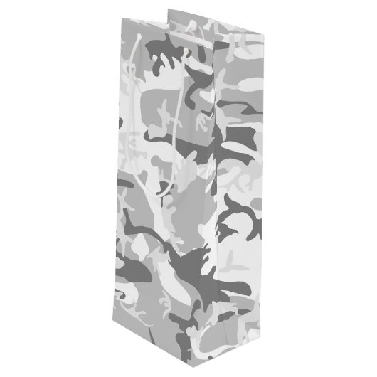冬の雪グレー迷彩 ミリタリー 軍用 ワインギフトバッグ (裏面アングル)