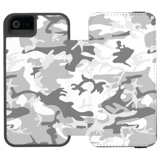 冬の雪グレー迷彩 ミリタリー 軍用 INCIPIO iPhoneウォレットケース (フォリオ Open)