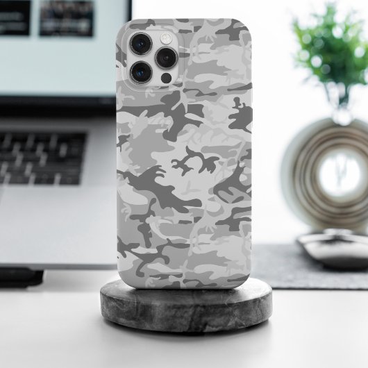 冬の雪グレー迷彩 ミリタリー 軍用 iPhoneケース