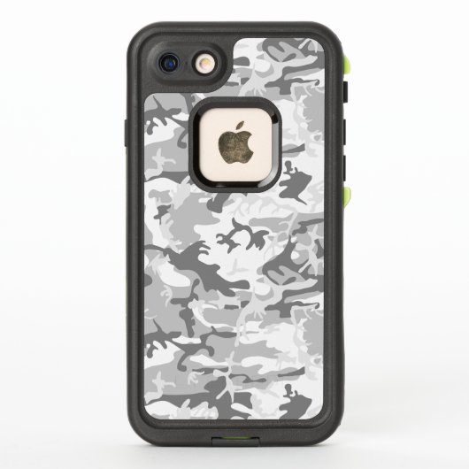 冬の雪グレー迷彩 ミリタリー 軍用 LifeProof iPhoneケース (裏面)