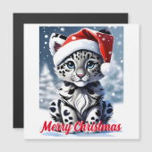 冬の雪サンタかわいいユキヒョウのカッブクリスマス (正面/裏面)