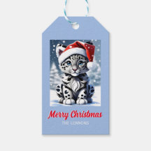 冬の雪サンタかわいいユキヒョウのカッブクリスマス