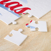 冬の雪サンタかわいいユキヒョウのカッブクリスマス ジグソーパズル (側面)