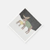 冬の雪シャワーママとベビームースのナプキン スタンダードカクテルナプキン (角)