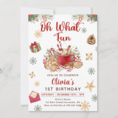 冬の雪ジンガーブレッドクリスマスクッキー誕生日 招待状 (正面)