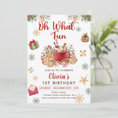 冬の雪ジンガーブレッドクリスマスクッキー誕生日 招待状 (スタンド正面)