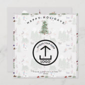 冬の雪スキー休暇企業のビジネスロゴ サンキューカード (正面/裏面)