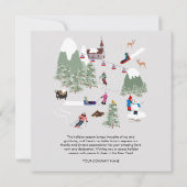 冬の雪スキー休暇企業のビジネスロゴ サンキューカード (裏面)