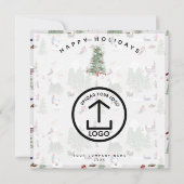 冬の雪スキー休暇企業のビジネスロゴ サンキューカード (正面)