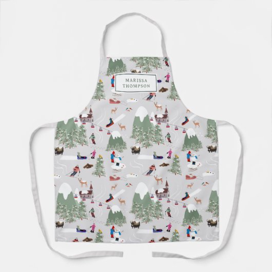 冬の雪スキー山斜面の風景 エプロン (正面)