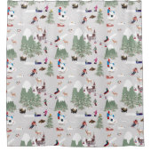 冬の雪スキー山斜面の風景 シャワーカーテン (正面)