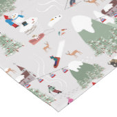 冬の雪スキー山斜面の風景 ショートテーブルランナー (コーナー)