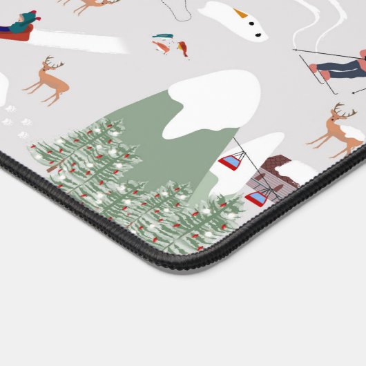 冬の雪スキー山斜面の風景 デスクマット (コーナー)