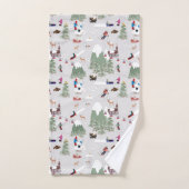 冬の雪スキー山斜面の風景 バスタオルセット (ハンドタオル)