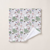 冬の雪スキー山斜面の風景 バスタオルセット (ウォッシュタオル)