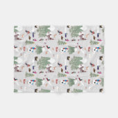 冬の雪スキー山斜面の風景 フリースブランケット (正面(横))