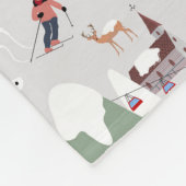 冬の雪スキー山斜面の風景 フリースブランケット (角)