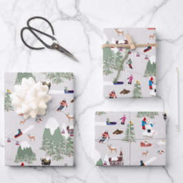 冬の雪スキー山斜面の風景 ラッピングペーパーシート