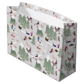 冬の雪スキー山斜面の風景 ラージペーパーバッグ (裏面アングル)