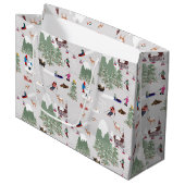 冬の雪スキー山斜面の風景 ラージペーパーバッグ (正面アングル)