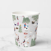 冬の雪スキー山斜面の風景 紙コップ (裏面)