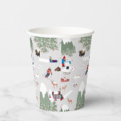 冬の雪スキー山斜面の風景 紙コップ (右)