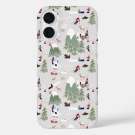 冬の雪スキー山斜面の風景 iPhone 16ケース