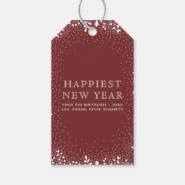 冬の雪ドットハッピーホリデー ギフトタグ