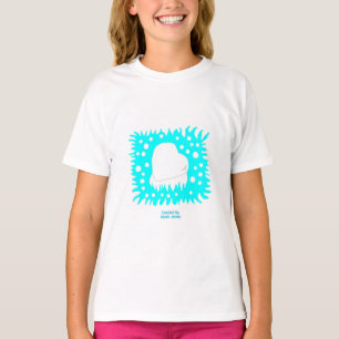 冬の雪ハート女子ホワイトベーシックTシャツ Tシャツ