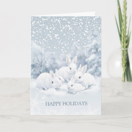 冬の雪バニークリスマス折り畳みグリーティングカード カード
