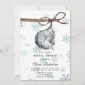 冬の雪フクロムーンウォーターのカラーブライダルシャワー 招待状 (正面)