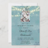 冬の雪フクロムーンメイソンjar花嫁の給食会 招待状 (正面)