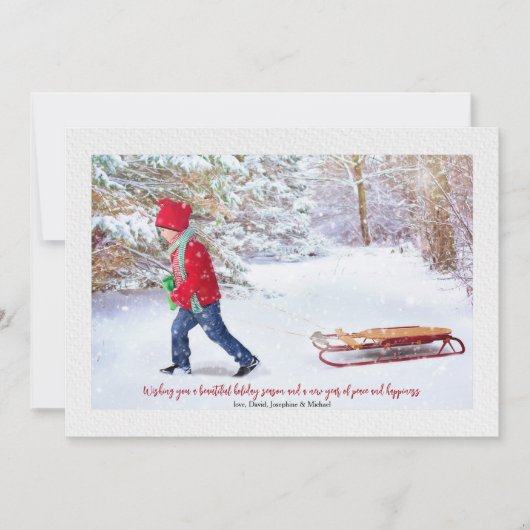 冬の雪フレーム写真ホリデーカード シーズンカード (正面)