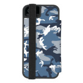冬の雪ブルーカモフラージュ ミリタリー 軍用 INCIPIO iPhoneウォレットケース (フォリオ裏面)