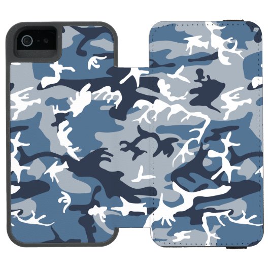 冬の雪ブルーカモフラージュ ミリタリー 軍用 INCIPIO iPhoneウォレットケース (フォリオ Open)