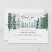 冬の雪ベビーベビーシャワー外は寒い サンキューカード (正面)