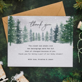 冬の雪ベビーベビーシャワー外は寒い サンキューカード