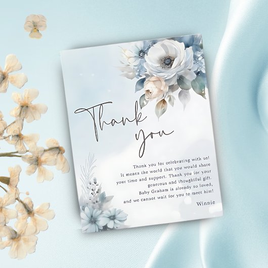 冬の雪ベビーベビーシャワー外は寒い サンキューカード