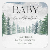 冬の雪ベビーベビーシャワー外は寒い スクエアシール (正面)