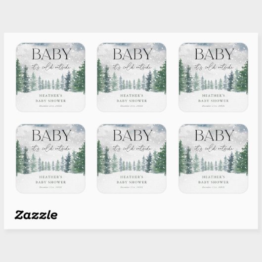 冬の雪ベビーベビーシャワー外は寒い スクエアシール (シート)