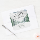 冬の雪ベビーベビーシャワー外は寒い スクエアシール (封筒)