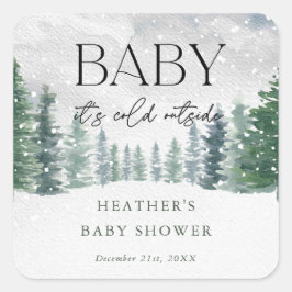 冬の雪ベビーベビーシャワー外は寒い スクエアシール