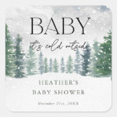 冬の雪ベビーベビーシャワー外は寒い スクエアシール (正面)