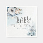 冬の雪ベビーベビーシャワー外は寒い スタンダードカクテルナプキン (正面)